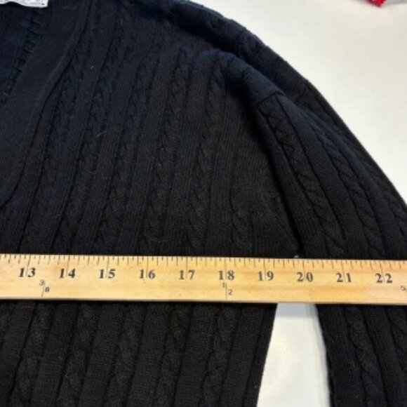 VTG Burberry Black Cable Knit Cardigan Sz 40 - Picture 7 of 8